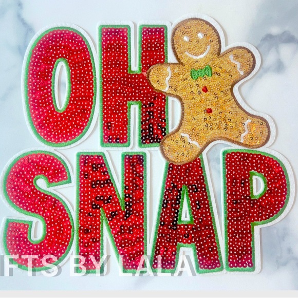 Oh Snap Gingerbread Sequin Patch - Picture 1 of 2